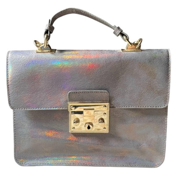 Steve Madden Blue Grey Iridescent Crossbody Bag with Chain Detail - Picture 2 of 9